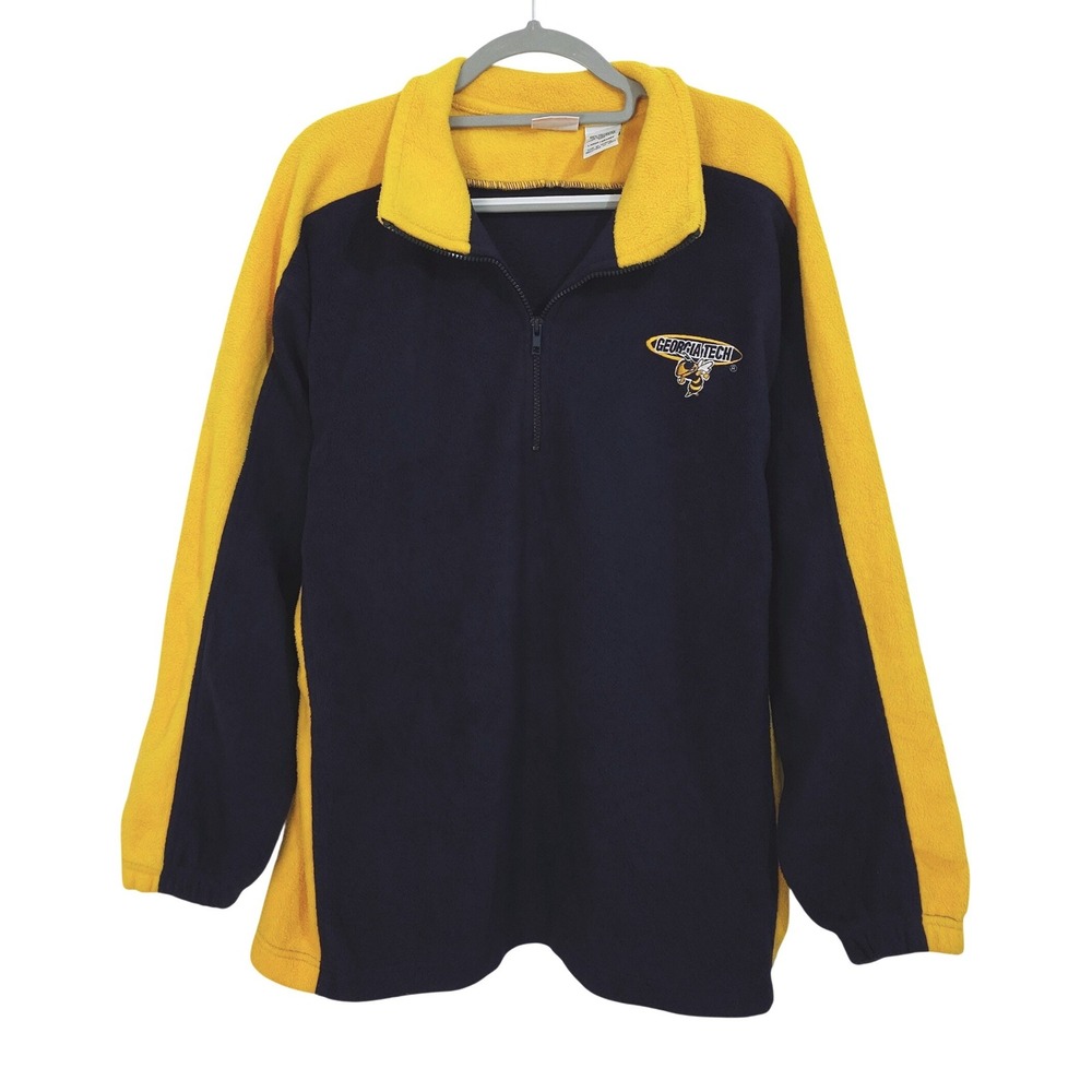 Vintage Georgia Tech Yellow Jackets Quarter Zip Fleece Pullover Mens Large Buzz